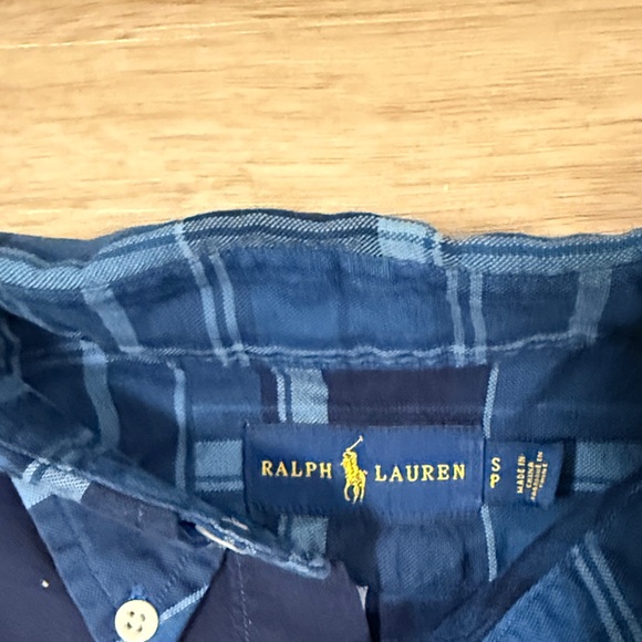 Polo Ralph Lauren Blue Flannel Patchwork Button Up Collar Shirt - Picture 4 of 9